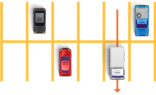 Diagram of truck pulling through to next parking space