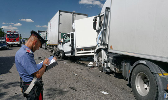 Three-truck collision on highway