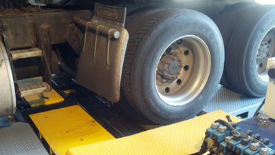 Truck brakes on brake resistance performance machine